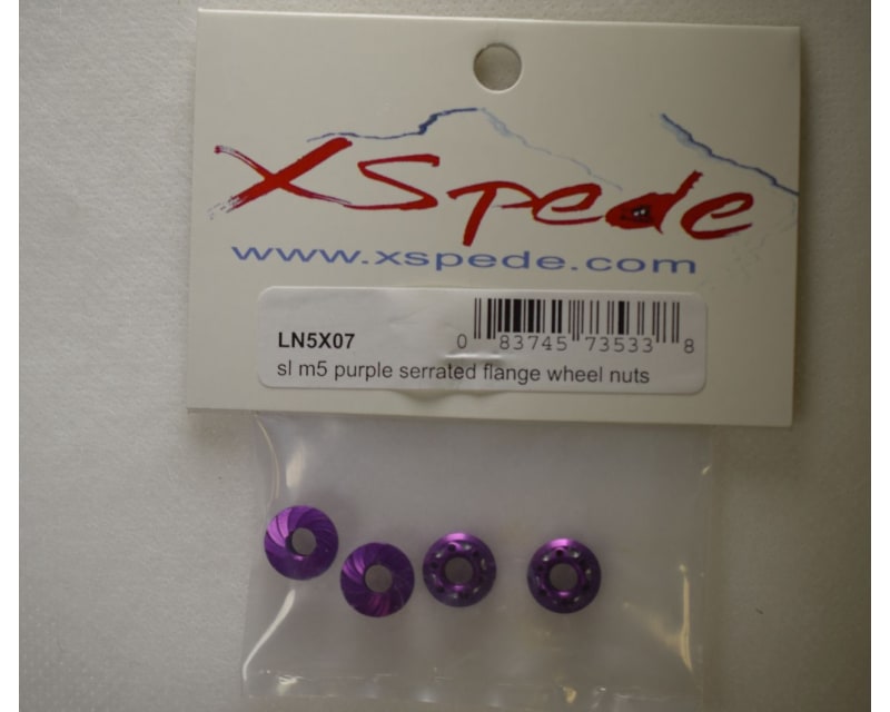 Purple Aluminum M5 Serrated Flange Wheels Nuts