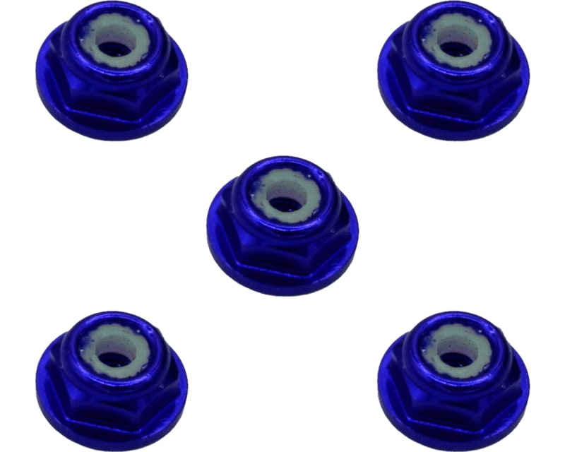 Tap to zoom 3mm Blue Flanged Lock Nut (5)