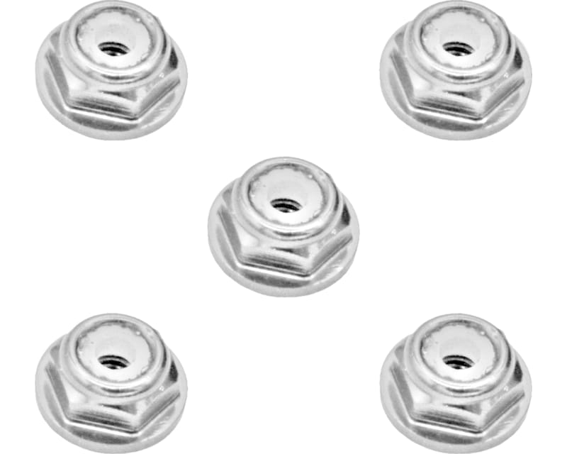 3mm Silver Flanged Lock Nut (5)