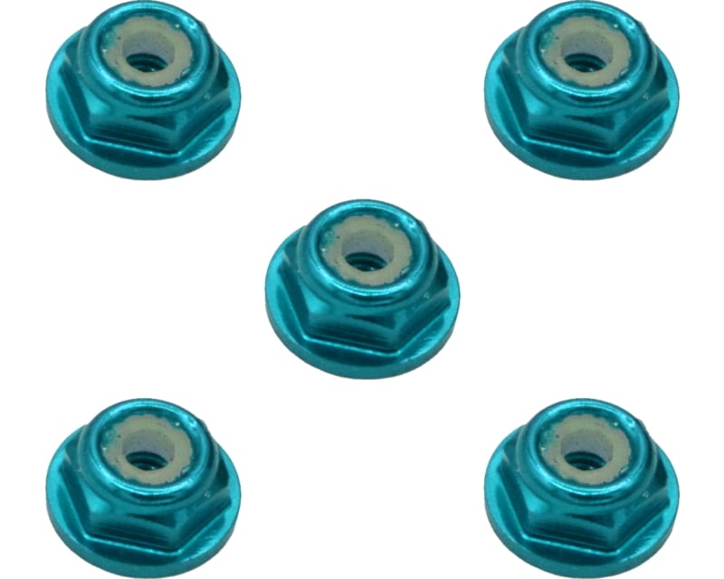 3mm Light Blue Flanged Lock Nut (5)