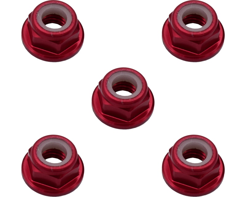 5mm Red Flanged Lock Nut (5)