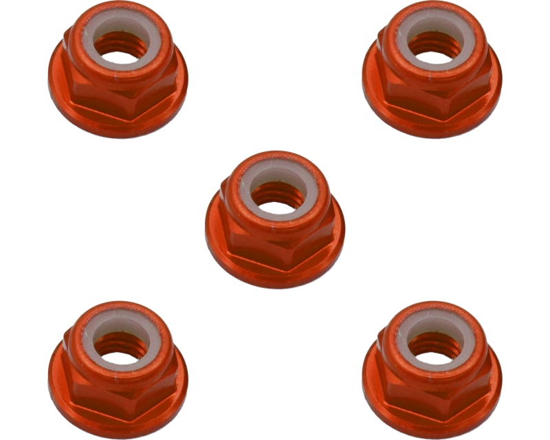 5mm Orange Flanged Lock Nut (5)