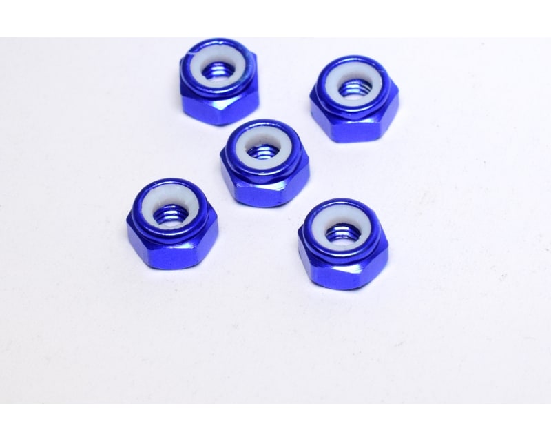 M4 Aluminum Locknuts with Nylon Inserts (5)(Blue)