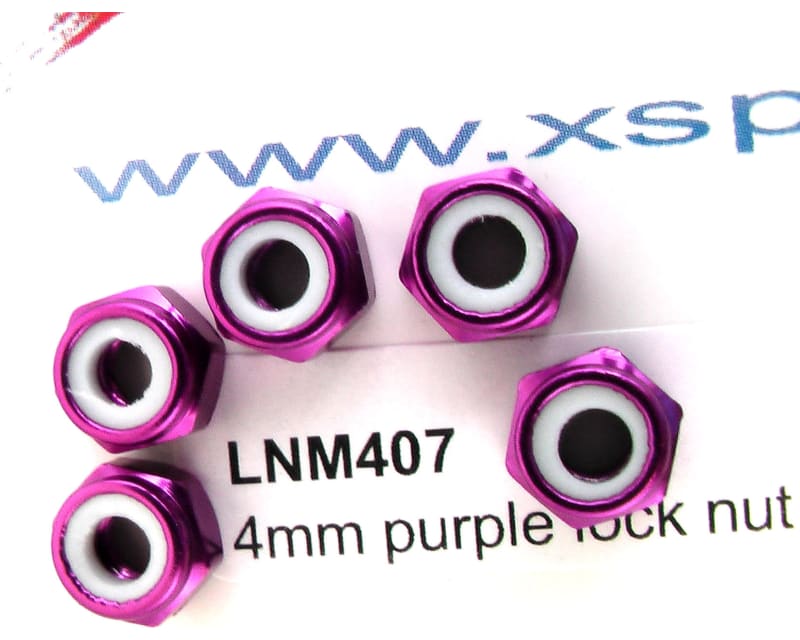 M4 Aluminum Locknuts with Nylon Inserts (5)(Purple)