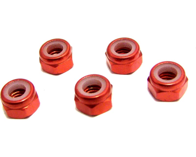 M5 Aluminum Locknuts with Nylon Inserts (5)(Orange)