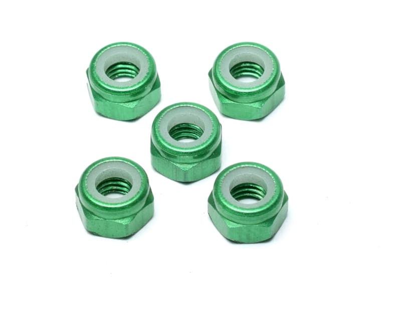 Tap to zoom M5 Aluminum Locknuts with Nylon Inserts (5)(Green)