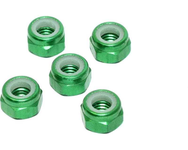 Tap to zoom M5 Aluminum Locknuts with Nylon Inserts (5)(Green)