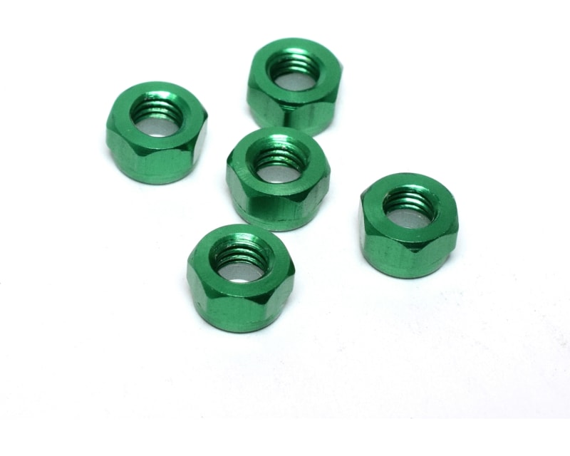 M5 Aluminum Locknuts with Nylon Inserts (5)(Green)