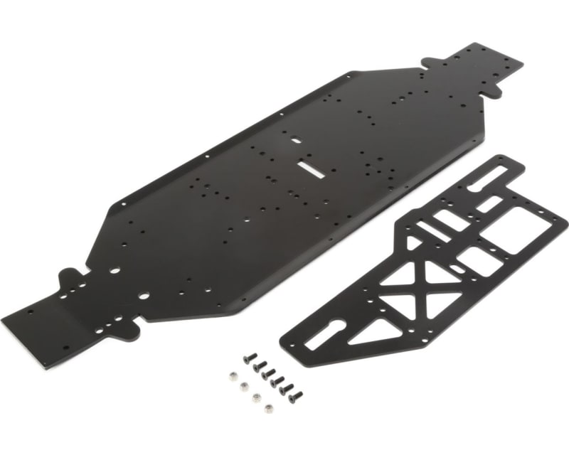 Chassis w/Brace plate 4mm Black: DBXL-E