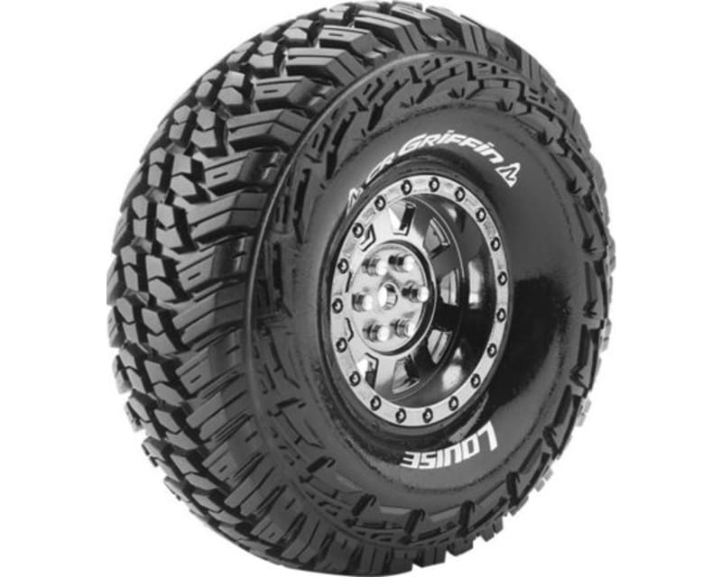 Cr-Griffin 1:10 1.9 Crawler Tires 12mm Hex Mounted On Black Chr