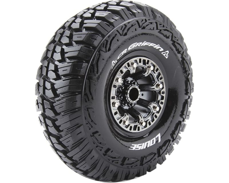 Cr-Griffin 1:10 2.2 Crawler Tires 12mm Hex On Black Chrome Rim