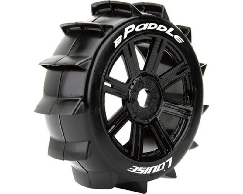 B-Paddle 1/8 Off-Road Buggy Tires 17mm Hex Mounted On Black Sp