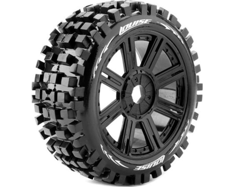 Tap to zoom B-Ulldoze 1/8 Off-Road Buggy Tires 17mm Hex Mounted On Black S