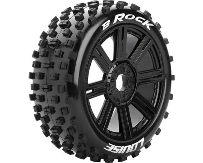 B-Rock 1/8 Off-Road Buggy Tires 17mm Hex Mounted On Black Spok