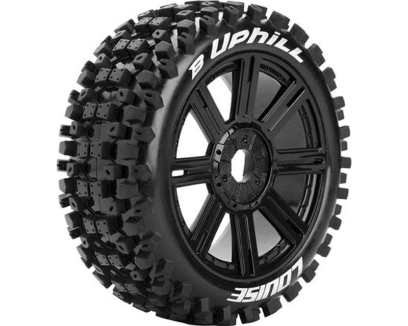 B-Uphill 1/8 Off-Road Buggy Tires 17mm Hex Mounted On Black (2)