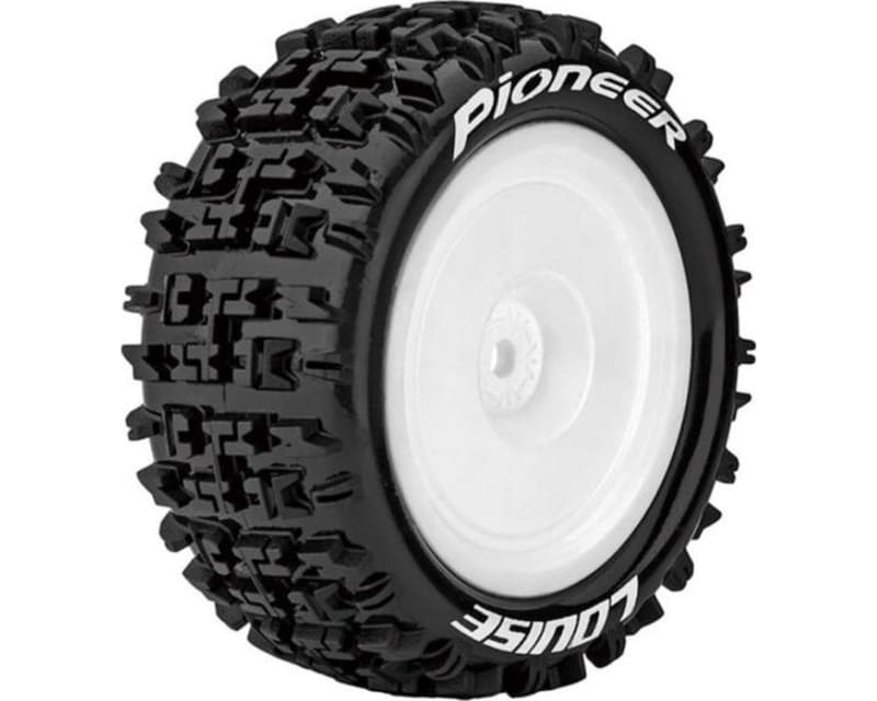 Tap to zoom E-Pioneer 1/10 4WD Rear Buggy Tire Soft Mounted On White Rim