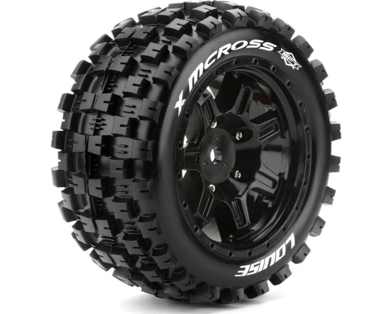 MFT X-Mcross Sport Monster Truck Tires 24mm Hex Mounted on Black