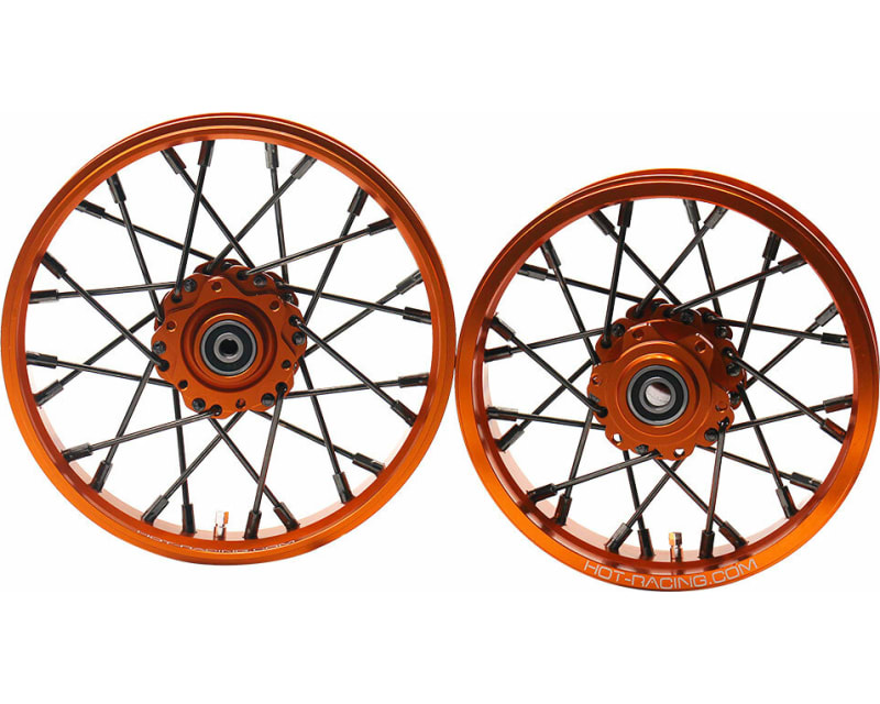Tap to zoom 24 wire Black spoke Gold wheel Set Losi Promoto-MX