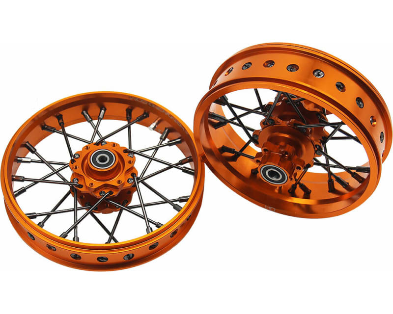 Tap to zoom 24 wire Black spoke Gold wheel Set Losi Promoto-MX