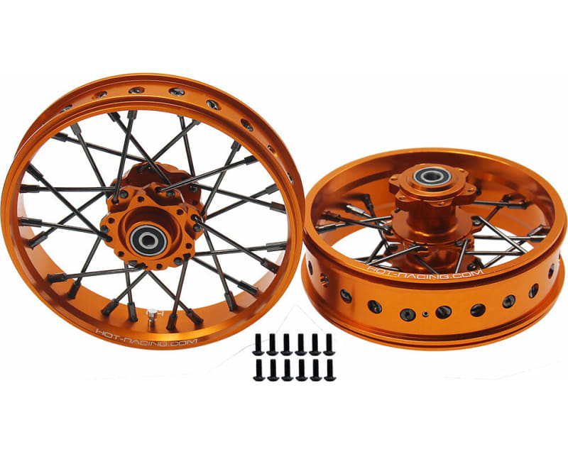 Tap to zoom 24 wire Black spoke Gold wheel Set Losi Promoto-MX