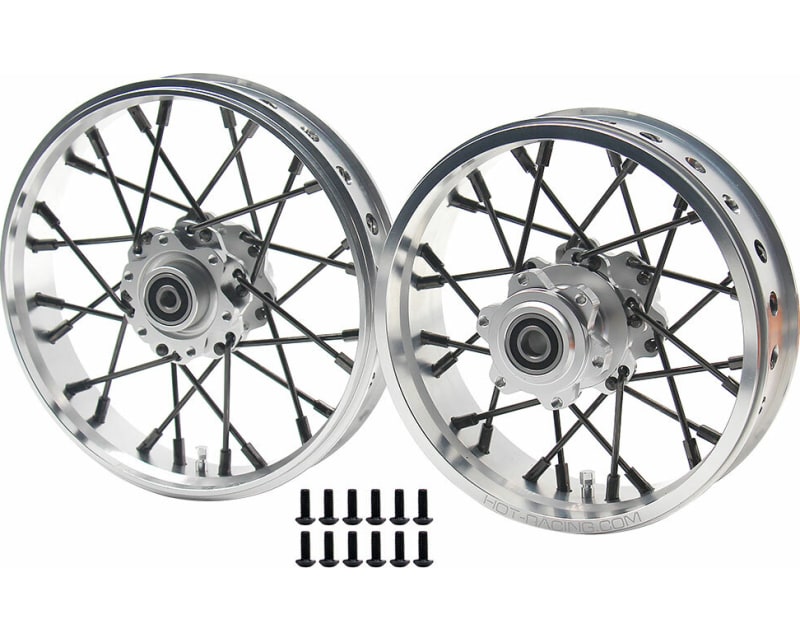 24 wire Black spoke Silver wheel Set Losi Promoto-MX