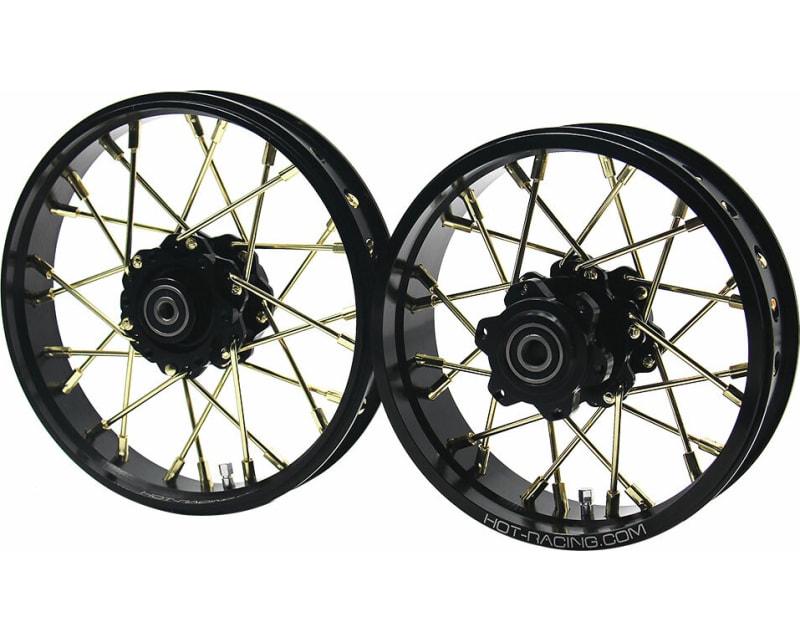 Tap to zoom 24 wire Gold spoke Black wheel Set Losi Promoto-MX