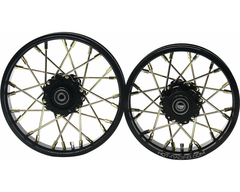 Tap to zoom 24 wire Gold spoke Black wheel Set Losi Promoto-MX