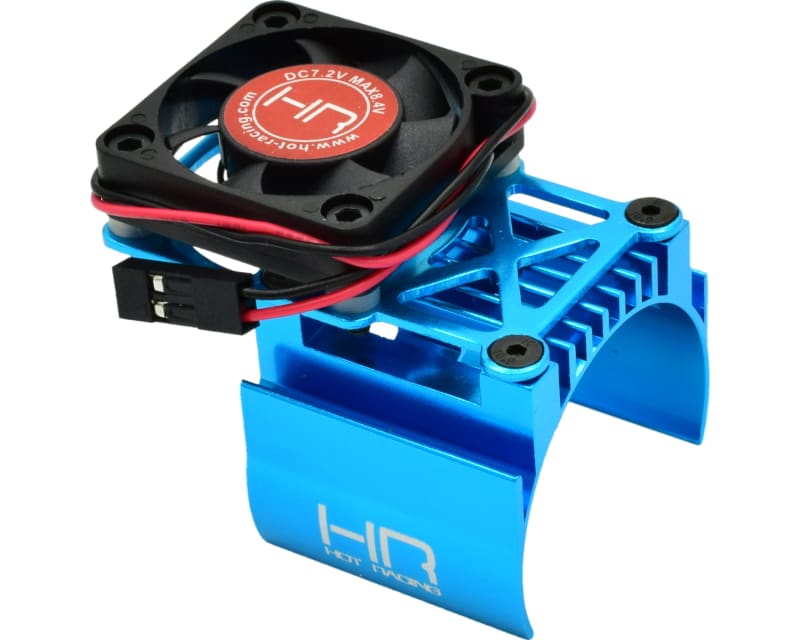 Tap to zoom Clip-On Motor Heat Sink W/ Fan and Adj. Mount (Tamiya Blue)
