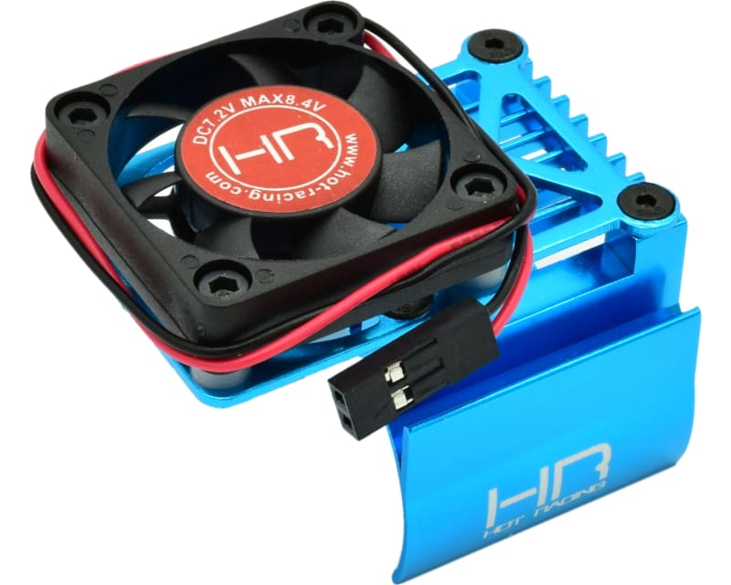Tap to zoom Clip-On Motor Heat Sink W/ Fan and Adj. Mount (Tamiya Blue)