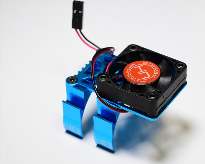 Clip-On Two-Piece Motor Heat Sink W/ Fan (Tamiya Blue)