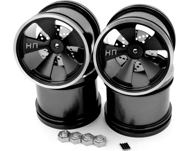 discontinued Black Aluminum 5 Spoke Wheels (4) - Losi Mini LST