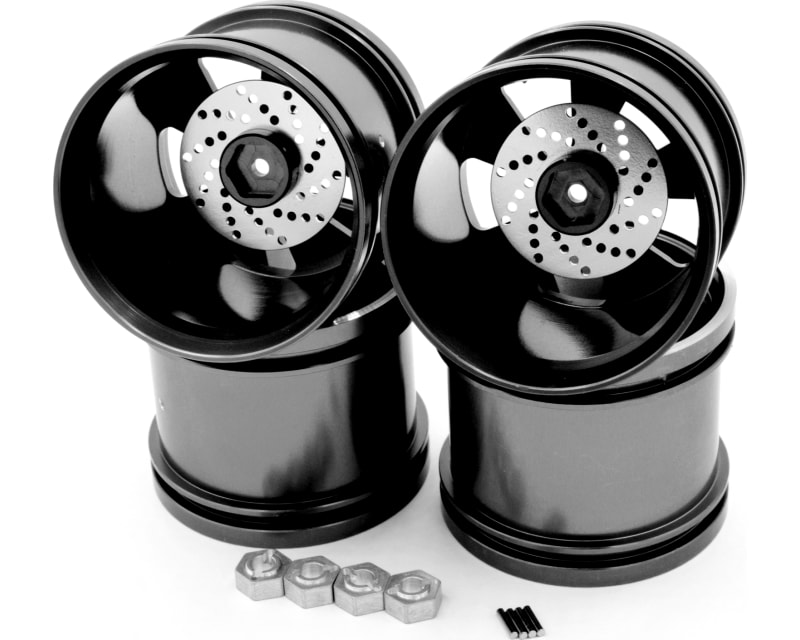 discontinued Black Aluminum 5 Spoke Wheels (4) - Losi Mini LST