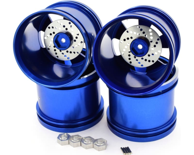 Blue Aluminum 5 Spoke Wheels (4) - Losi Mini LST