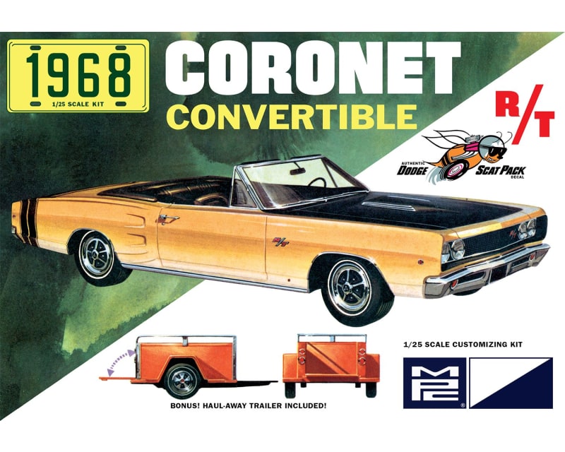 1968 D0DGE Coronet Convertible w/Trailer 1/25 Plastic Model Kit