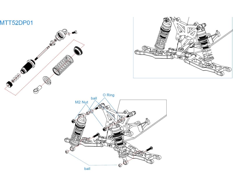 Aluminum Threaded Shock set Mini-T 2.0 B2 Drag