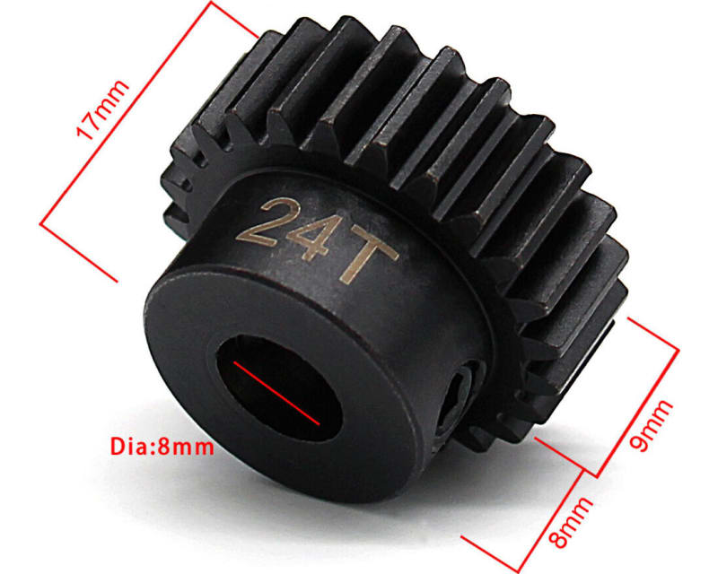 24t Steel Mod 1 Pinion Gear 8mm Bore