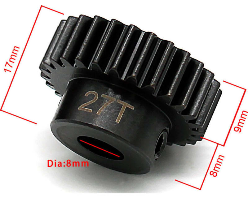 27t Steel Mod 1 Pinion Gear 8mm Bore