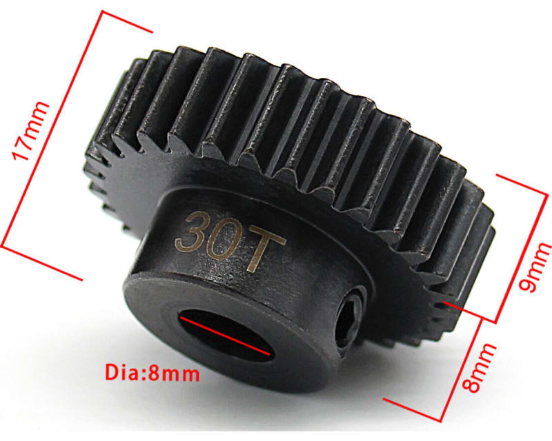 30t Steel Mod 1 Pinion Gear 8mm Bore