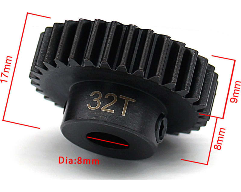 Tap to zoom 32t Steel Mod 1 Pinion Gear 8mm Bore
