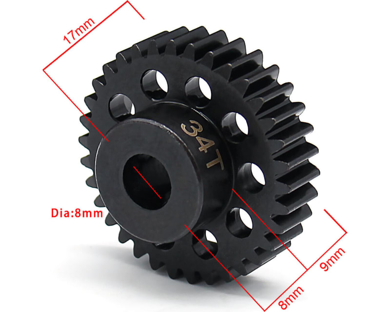 34t Steel Mod 1 Pinion Gear 8mm Bore