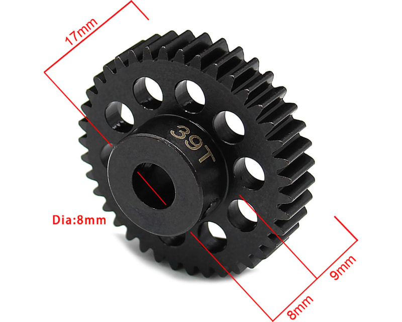 Tap to zoom 39t Steel Mod 1 Pinion Gear 8mm Bore