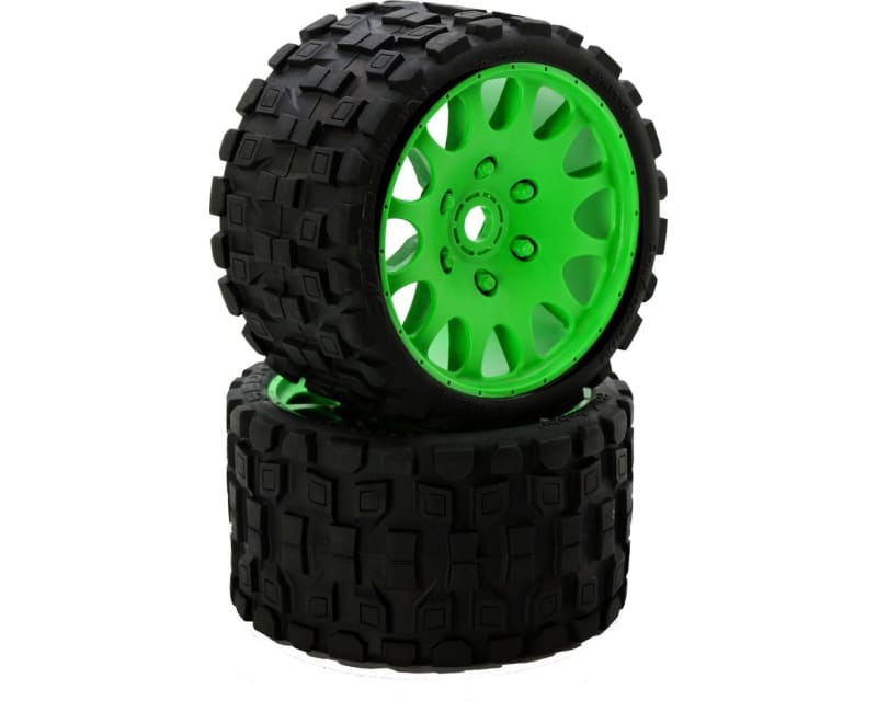 Scorpion Belted Monster Truck Tires / Wheels w 17mm Hex (2) Gree