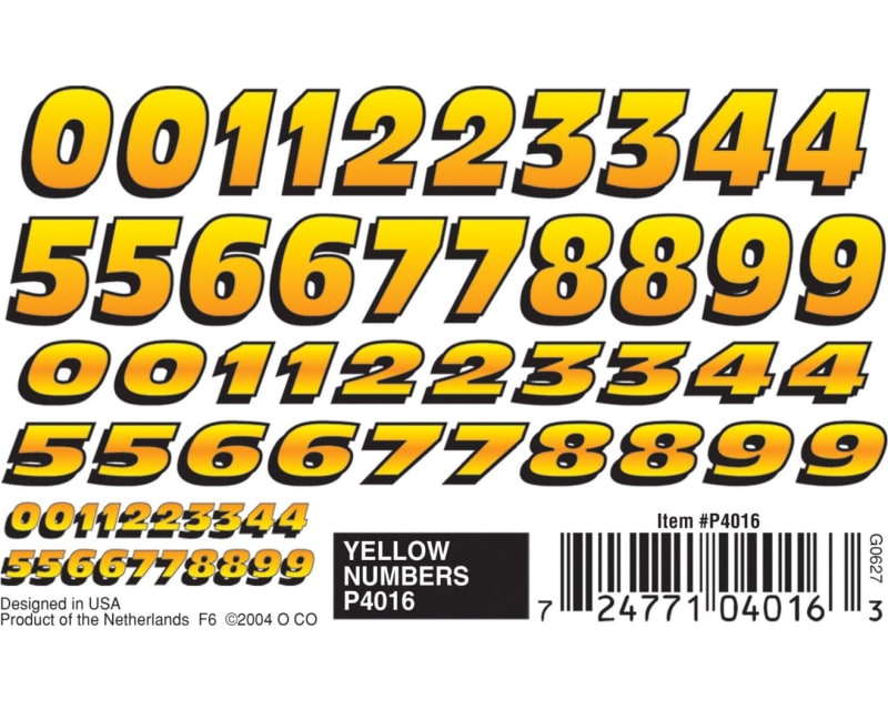 Tap to zoom Dry Transfer Yellow Numbers
