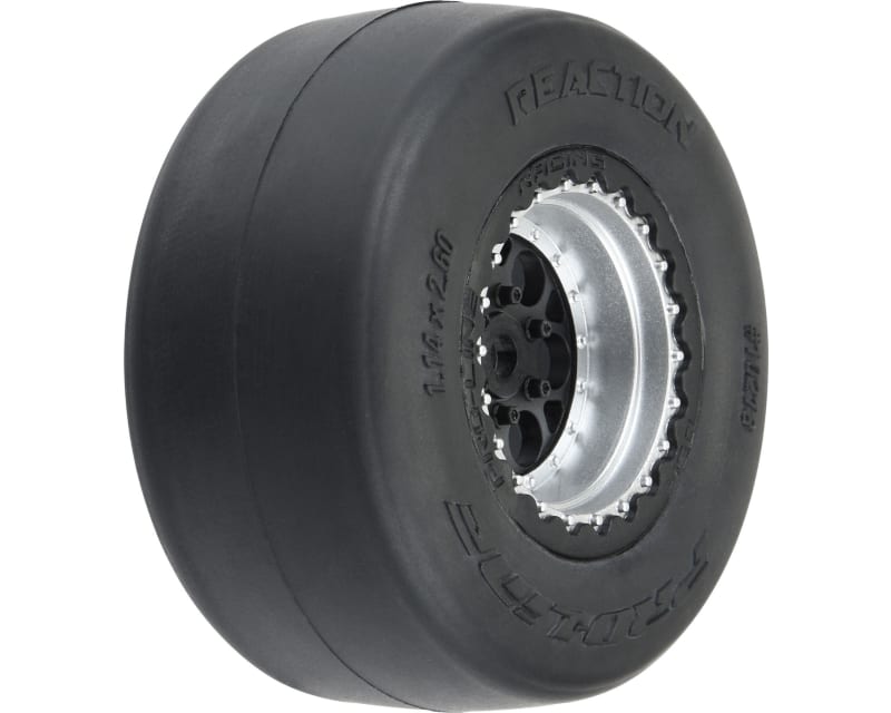 1/16 Reaction Rr Tires Mounted 7mm Black/Sil:MiniDrag 2 photo