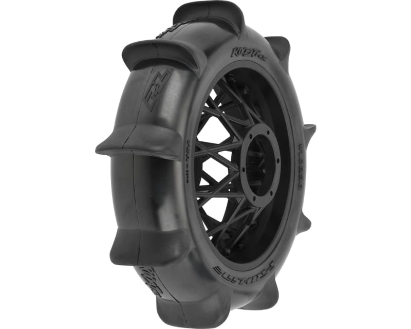 Roost MX Sand/Snow Paddle Motorcycle Tire Mounted on Black Wheel