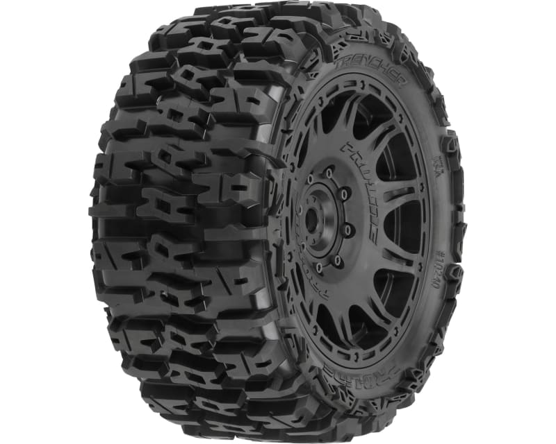 Trencher 5.7in Tires Mounted on Raid Black 8x48 Removable 24mm H
