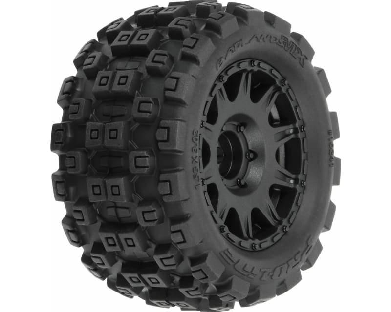 Badlands MX 1.85 All-Terrain Truck Tires 4 Mounted on Raid Black photo