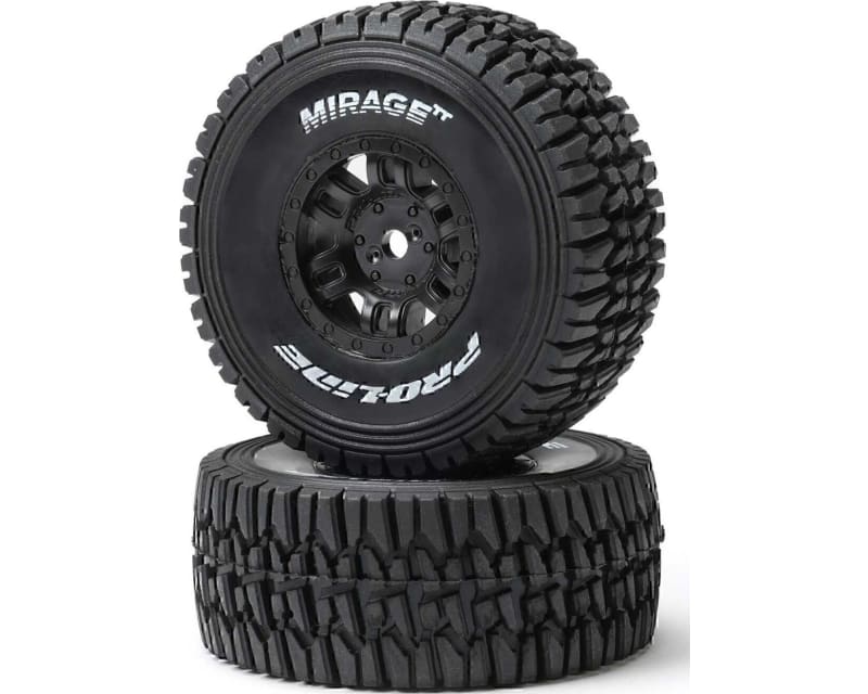 Mirage TT F/R Tires Mounted 12mm Hex Black Split Six 4 for ARRMA