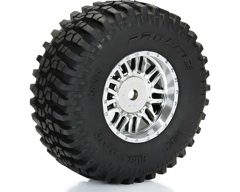 Tap to zoom Flat Iron F/R Tires Mounted 12mm Hex Chrome Diablo 4 for Arrma T