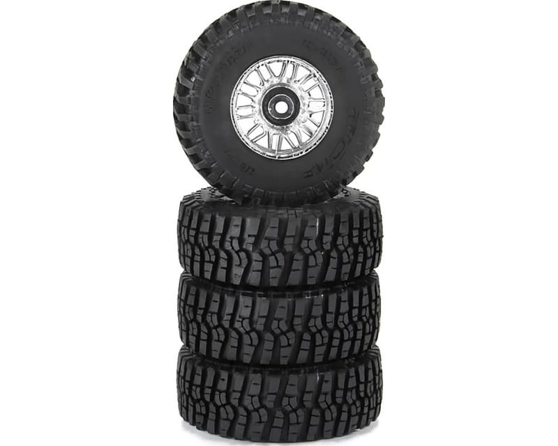 Flat Iron F/R Tires Mounted 12mm Hex Chrome Diablo 4 for Arrma T